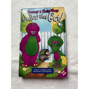 Barney & Baby Bop Follow That Cat Board Book Stephen White Kids Illustrated 1994